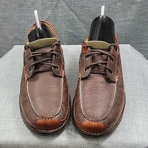 LL Bean Alagash bison handsewn Oxford Raisin brown leather rubber sole men\'s 14 main image 10